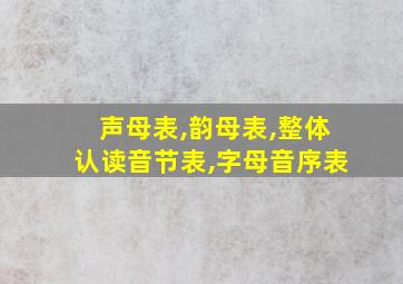 声母表,韵母表,整体认读音节表,字母音序表