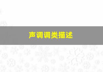 声调调类描述