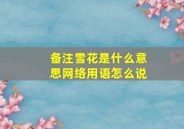 备注雪花是什么意思网络用语怎么说