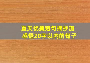 夏天优美短句摘抄加感悟20字以内的句子