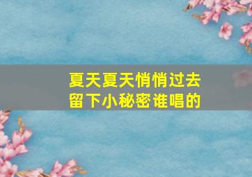 夏天夏天悄悄过去留下小秘密谁唱的