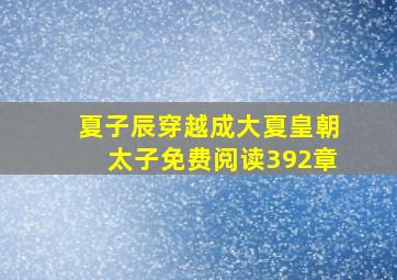 夏子辰穿越成大夏皇朝太子免费阅读392章