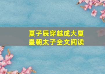 夏子辰穿越成大夏皇朝太子全文阅读