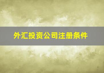 外汇投资公司注册条件