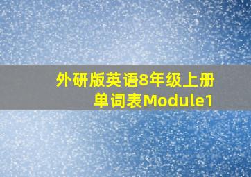 外研版英语8年级上册单词表Module1