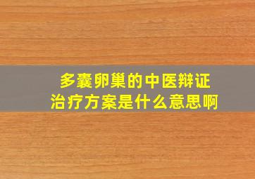 多囊卵巢的中医辩证治疗方案是什么意思啊