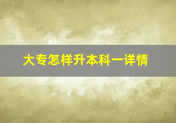 大专怎样升本科一详情