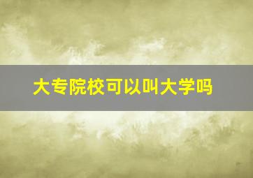 大专院校可以叫大学吗