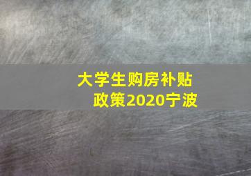 大学生购房补贴政策2020宁波