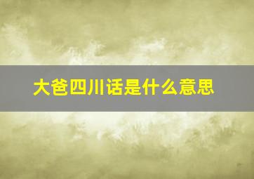 大爸四川话是什么意思