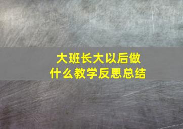 大班长大以后做什么教学反思总结