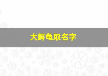 大鳄龟取名字