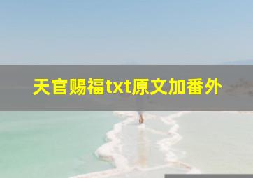 天官赐福txt原文加番外