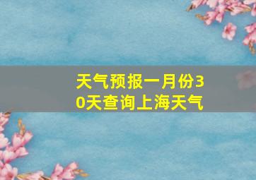 天气预报一月份30天查询上海天气