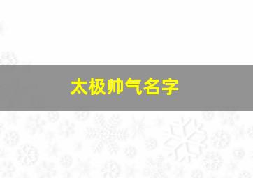 太极帅气名字