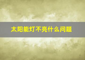 太阳能灯不亮什么问题