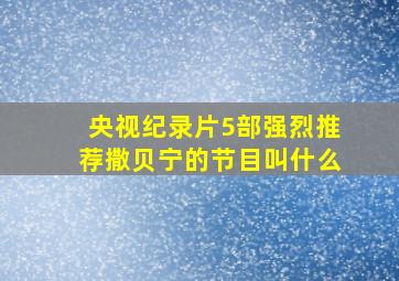 央视纪录片5部强烈推荐撒贝宁的节目叫什么