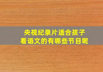 央视纪录片适合孩子看语文的有哪些节目呢