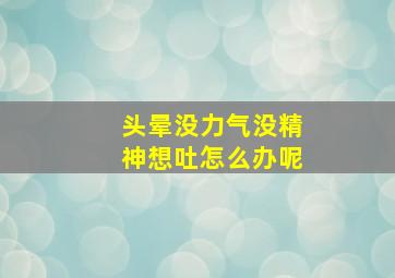 头晕没力气没精神想吐怎么办呢