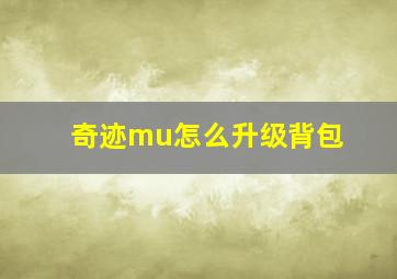 奇迹mu怎么升级背包