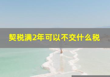 契税满2年可以不交什么税