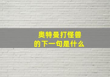 奥特曼打怪兽的下一句是什么