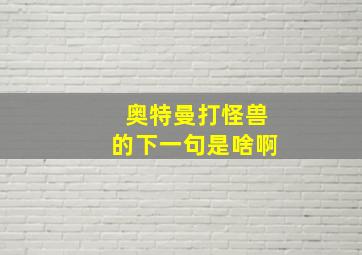 奥特曼打怪兽的下一句是啥啊