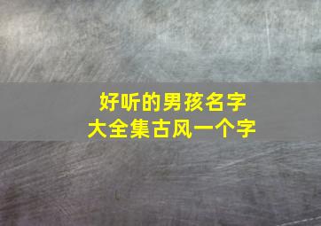 好听的男孩名字大全集古风一个字