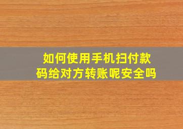 如何使用手机扫付款码给对方转账呢安全吗