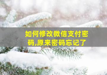 如何修改微信支付密码,原来密码忘记了