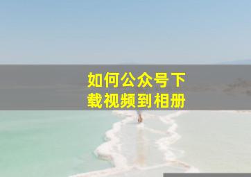 如何公众号下载视频到相册