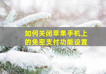 如何关闭苹果手机上的免密支付功能设置