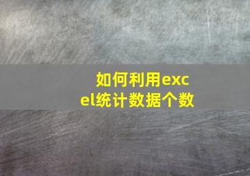 如何利用excel统计数据个数