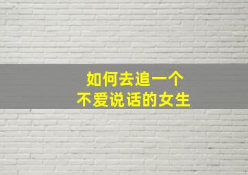 如何去追一个不爱说话的女生