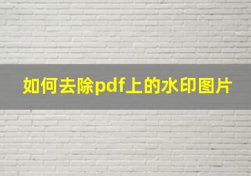 如何去除pdf上的水印图片