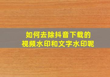 如何去除抖音下载的视频水印和文字水印呢