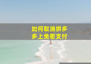 如何取消拼多多上免密支付