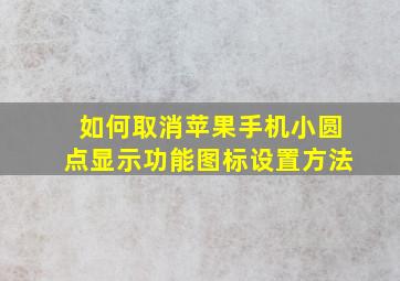 如何取消苹果手机小圆点显示功能图标设置方法