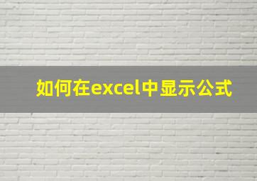 如何在excel中显示公式