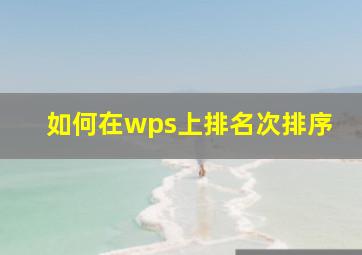 如何在wps上排名次排序