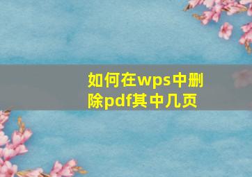 如何在wps中删除pdf其中几页