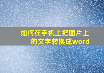 如何在手机上把图片上的文字转换成word