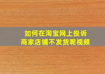 如何在淘宝网上投诉商家店铺不发货呢视频