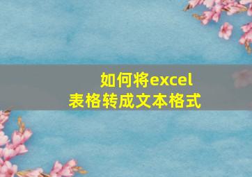 如何将excel表格转成文本格式