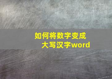 如何将数字变成大写汉字word