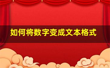 如何将数字变成文本格式