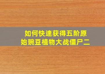 如何快速获得五阶原始豌豆植物大战僵尸二