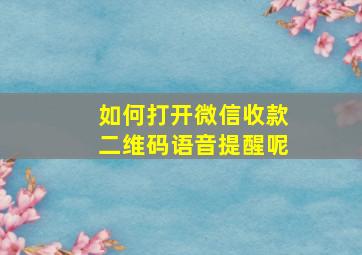 如何打开微信收款二维码语音提醒呢