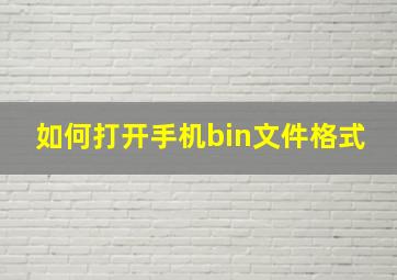 如何打开手机bin文件格式