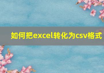 如何把excel转化为csv格式